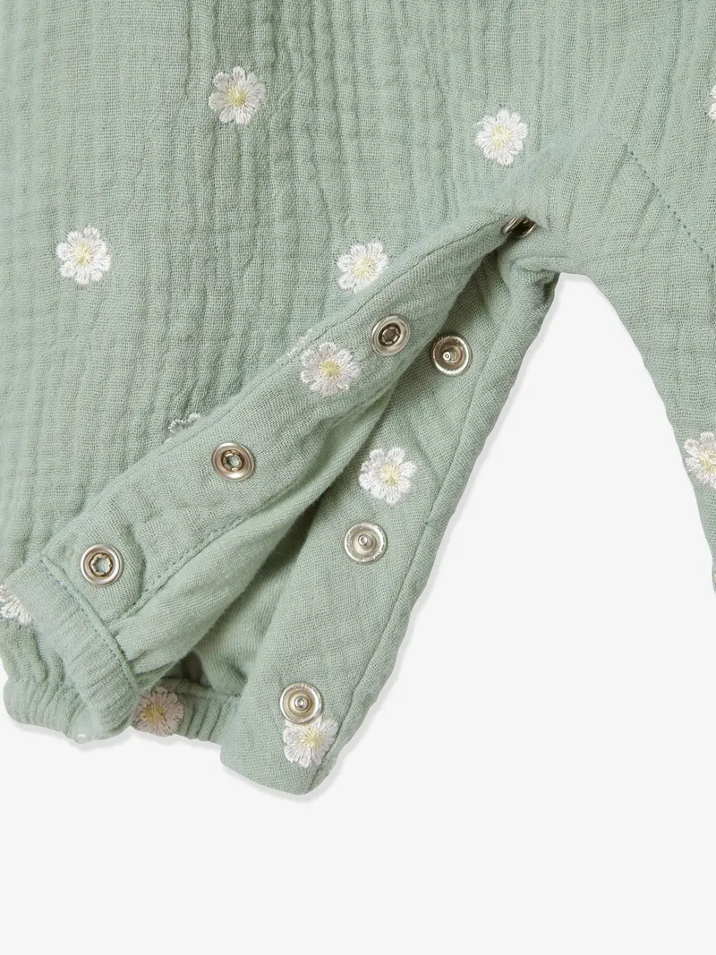 Vertbaudet Mädchen Baby Overall, Graugrün bedruckt, – Produktbild 4 von 4