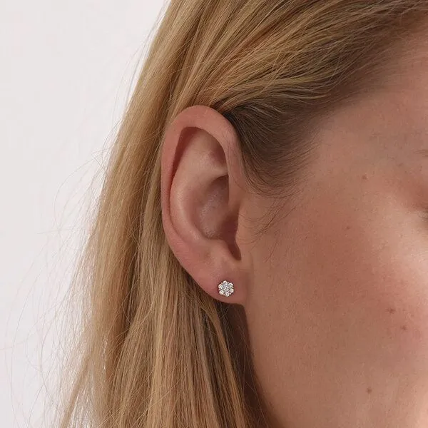 Eppi Eppi Silberne Ohrringe mit Lab Grown Diamanten Flowu, Rosa, – Produktbild 2 von 2