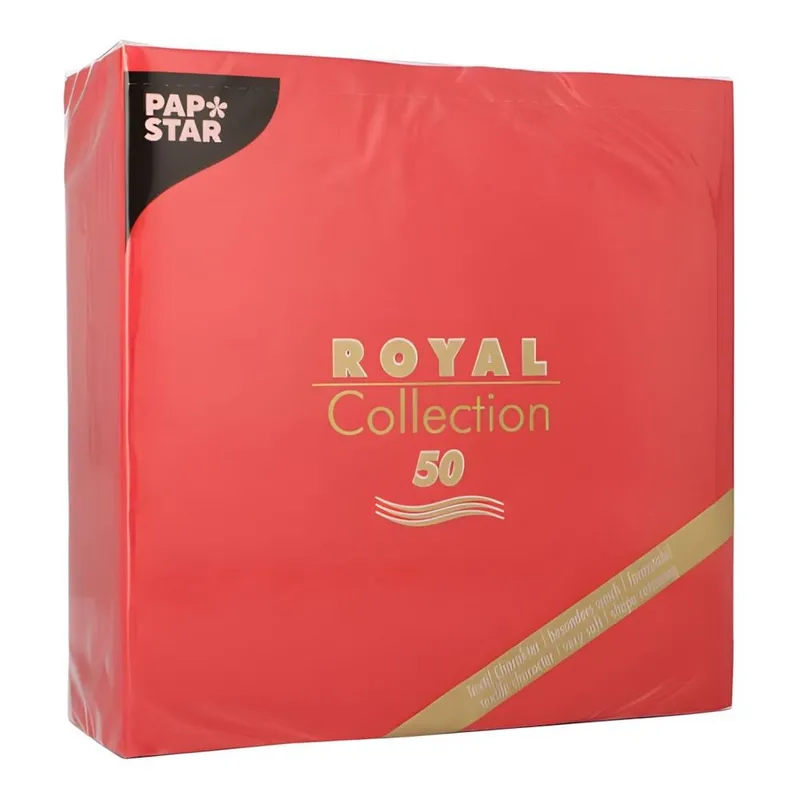 PAPSTAR PAPSTAR Papierserviette Servietten ROYAL Collection 1/4-Falz 40 cm x 40 cm rot 50 Stk, Rot, – Produktbild 1 von 3