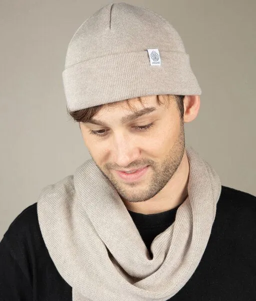 obumi obumi Beanie Feinstrick aus Bio Baumwolle, Beige melange, – Produktbild 5 von 8