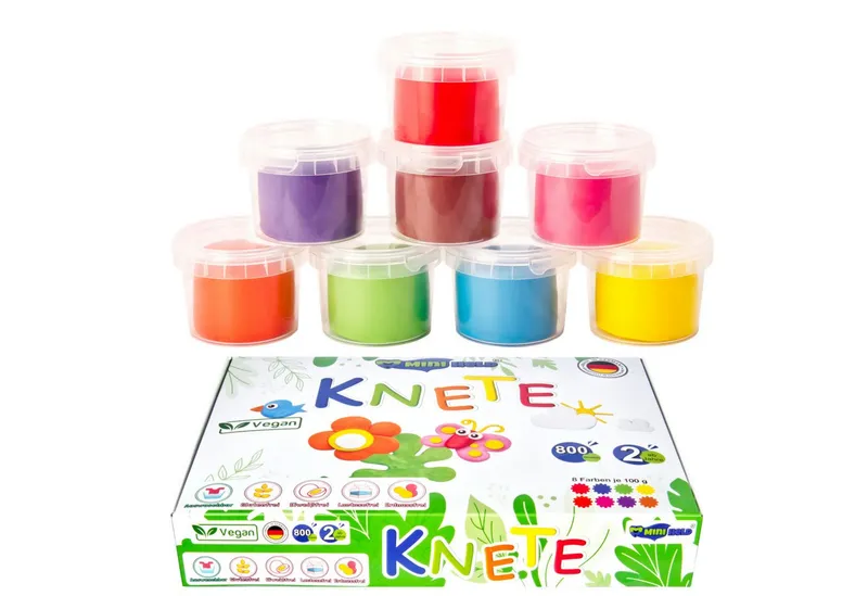 miniHeld Lernspielzeug Knete für Kinder 800g Vegan Knete Set in 8 verschiedenen Farben ab 2J – Produktbild 1 von 4