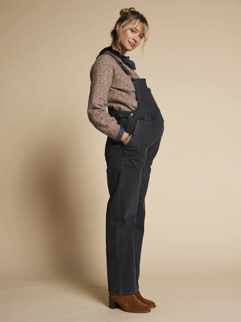 Envie De Fraise Umstands-Latzhose im Worker-Stil ENVIE DE FRAISE, Anthrazit, – Produktbild 2 von 4