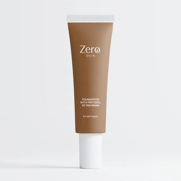 Zero Skin Zero Skin Foundation mit Peptiden, 35 Tan Warm - 30 ml, hydratisierend mit Hyaluronsäure & Aloe Vera, 35 tan warm, – Produktbild 1 von 4
