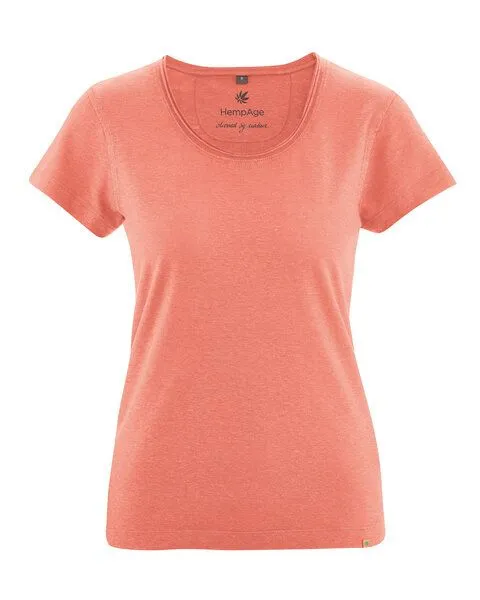 HempAge HempAge Damen T-Shirt mit Rollsaum Hanf/Bio-Baumwolle, Peach (orange), – Produktbild 1 von 4