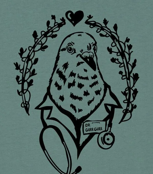 päfjes päfjes Taube Dr. Gurr Gurr - Fair Wear Unisex Bio Vegan T-Shirt, Grün (green bay), – Produktbild 4 von 4