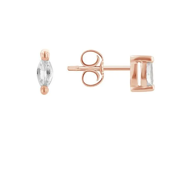 Eppi Eppi Minimalistische Ohrstecker mit weißen Saphiren Daina, Rosa, – Produktbild 3 von 4