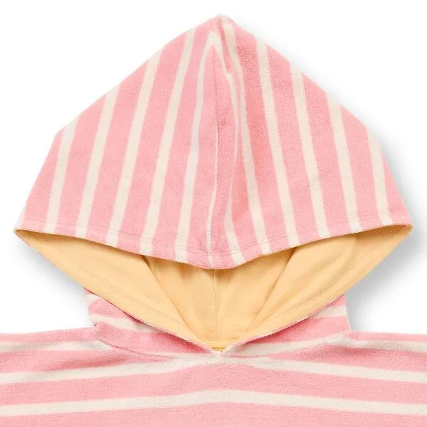 Sense Organics Sense Organics Kinder Badeponcho, Modell ALVI, Pastellrosa-weiß geringelt mit ananas, – Produktbild 2 von 3