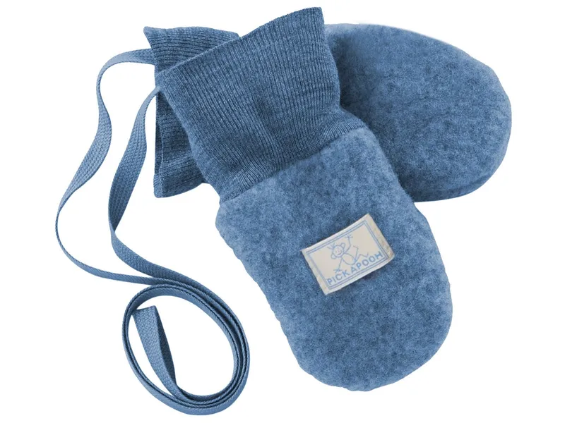 Pickapooh Pickapooh Baby und Kinder Fäustlinge Bio-Schurwolle Fleece (bis 9 Monate), Blau, – Produktbild 1 von 1