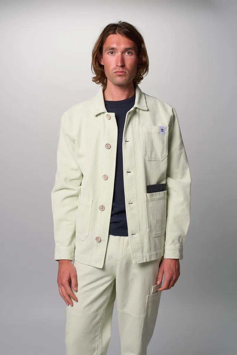 Côtelé Côtelé Herren vegan Unisex Jacke Aus Cord Worker Stil Gewaschen, Grün, – Produktbild 1 von 1