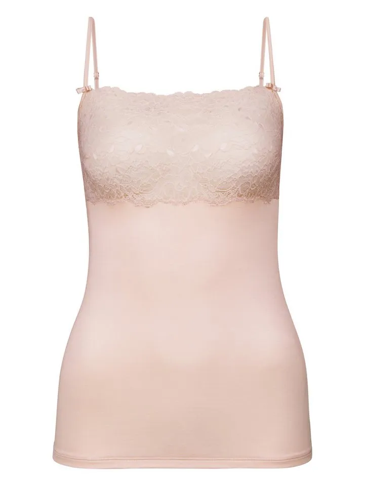 CALIDA CALIDA Spaghettitop Sensual Secrets semitransparente Spitze, Viskose-Mix, Single Jersey, elastisch, weich, Rosa, – Produktbild 2 von 5
