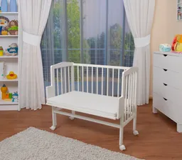 Waldin Waldin Beistellbett 2in1 mit Matratze, höhenverstellbar, Rollen, Buche massiv – Produktbild 1 von 1