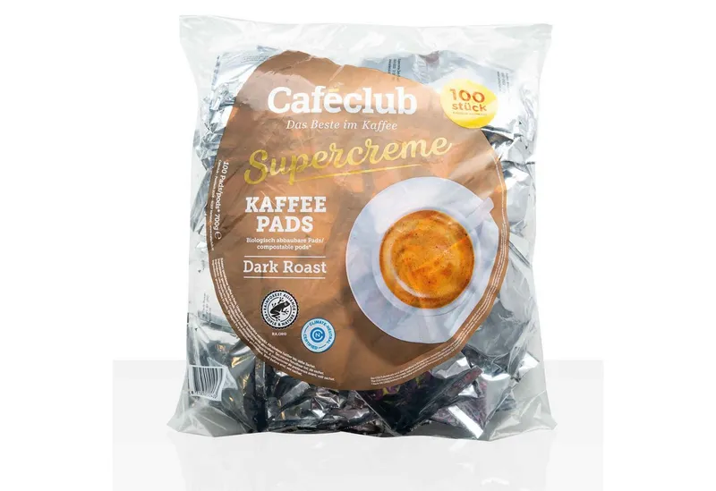 Caféclub Kaffee Caféclub Supercreme Dark Roast Kaffeepads 100 Stück – Produktbild 1 von 1