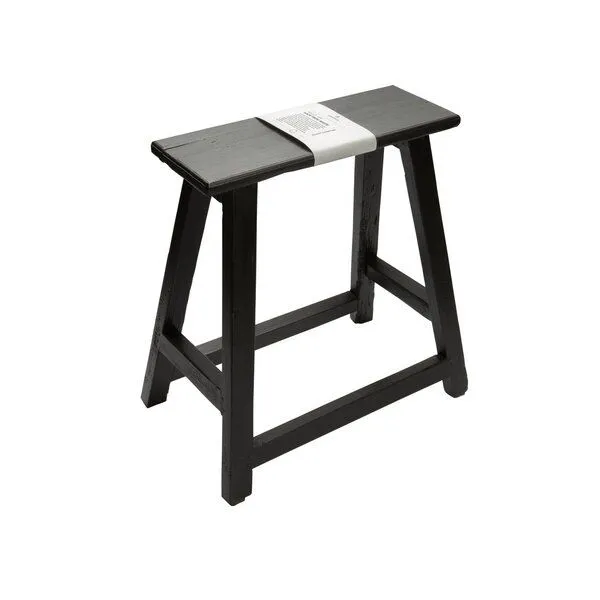 Originalhome Originalhome Chinesischer Hocker aus recyceltem Holz, Schwarz, – Produktbild 1 von 5