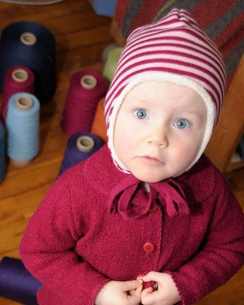 Reiff Reiff Strick Kinder Mütze Ringel Ohrenmütze Schurwolle (kbT) Baumwolle (Bio), Beere-rose, – Produktbild 2 von 2