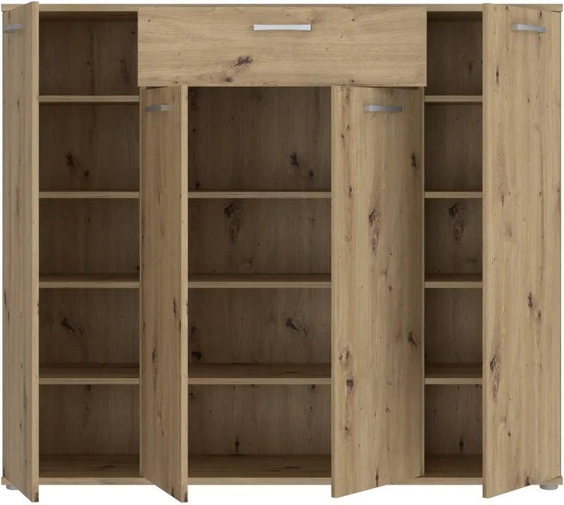 FORTE Kommode Kombikommode, Stauraum, Einlegeböden verstellbar, B/H/T ca.140/120/34 cm, viel Stauraum, PEFC zertifiziert, Beige, – Produktbild 8 von 8