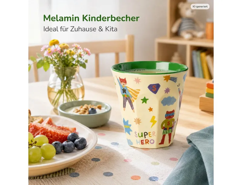 RICE RICE Becher Melamin Kinderbecher 250ml Grün Creme - Becher für Kita, 1-tlg., Melamin, Grün, – Produktbild 2 von 5