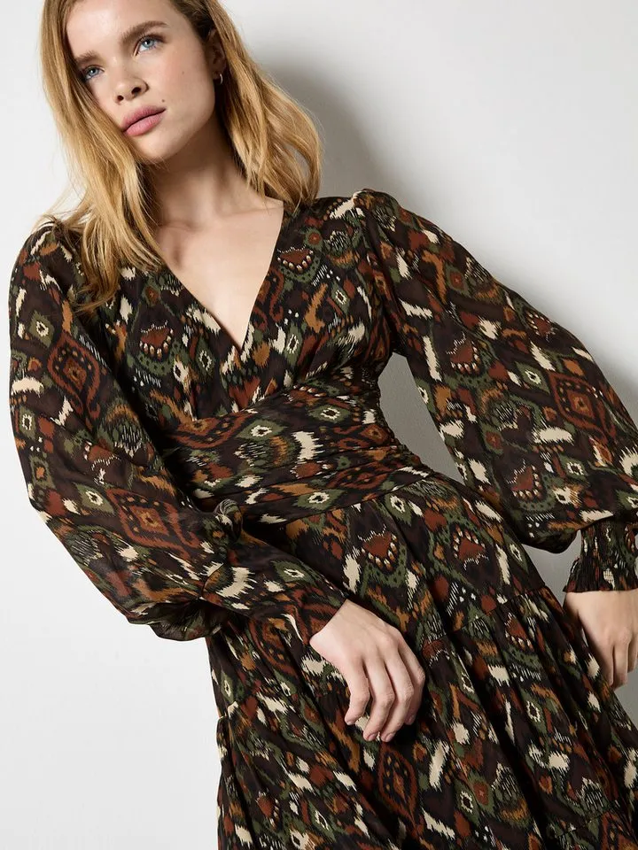 Apricot Apricot Druckkleid Maxikleid im Ikat-Design, Grün, – Produktbild 2 von 2