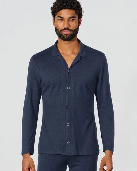 HempAge HempAge Weiches Pyjamahemd Hanf/Biobaumwolle, Navy (blau), – Produktbild 2 von 4