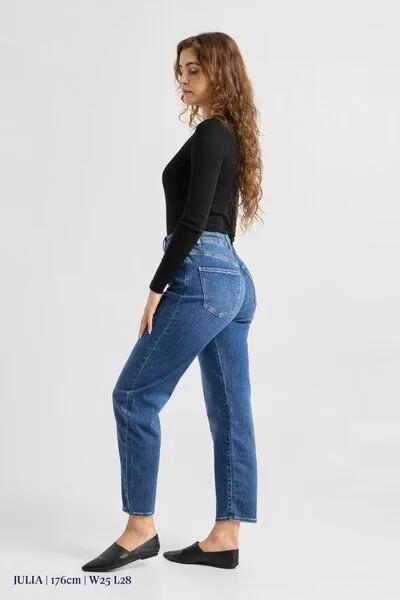 DAWN Damen Jeans STARDUST High Waist O-Shape DAWN Bio-Baumwolle, Medium blue, – Produktbild 4 von 6