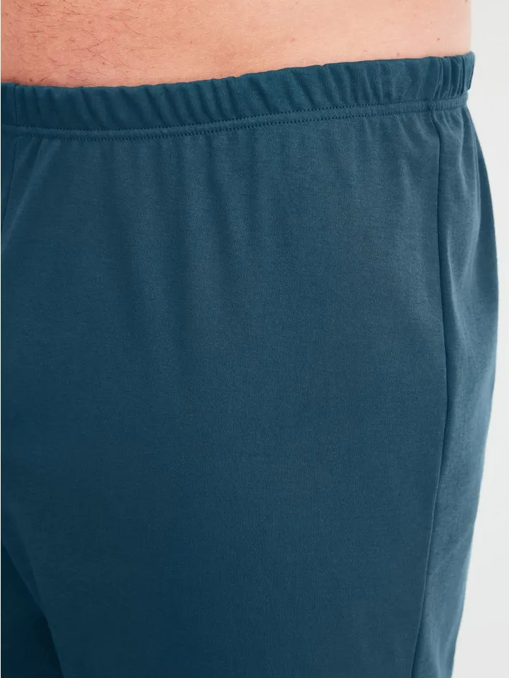 CALIDA CALIDA Pyjama Relax Streamline Herren (2 tlg) weich, bequem mit V-Ausschnitt, Blau, – Produktbild 4 von 4
