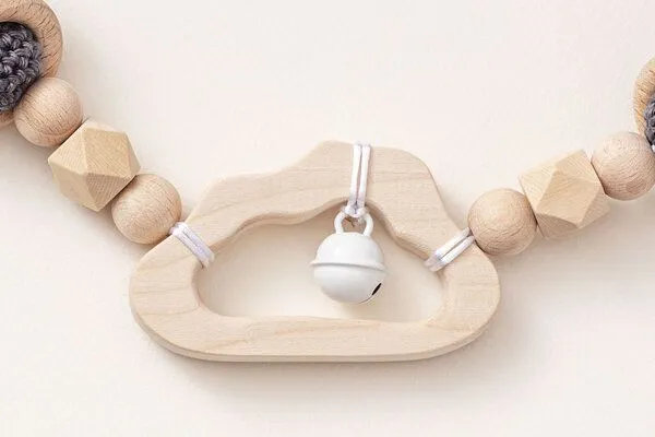 NoniKids Berlin NoniKids Berlin Kinderwagenkette Holz *Wolke Glocke* 2 Farben | Bio Baumwolle, Mint, – Produktbild 4 von 4