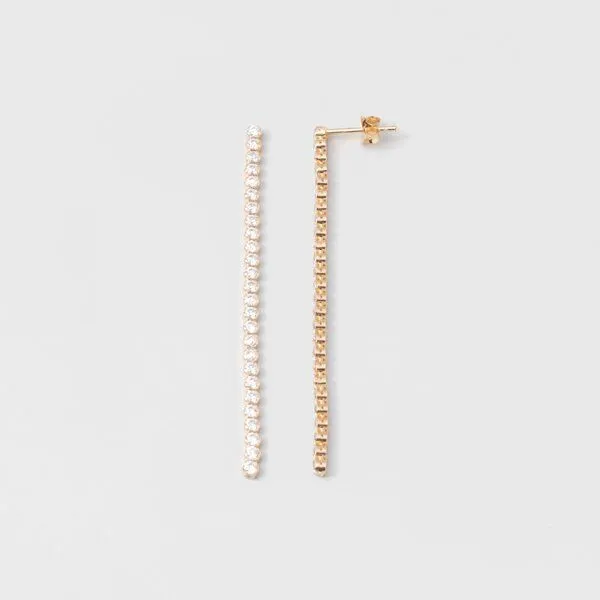 fejn jewelry fejn jewelry Ohrstecker 'long sparkle & chain' - lange Zirkonia Ohrringe, Gold, – Produktbild 3 von 4