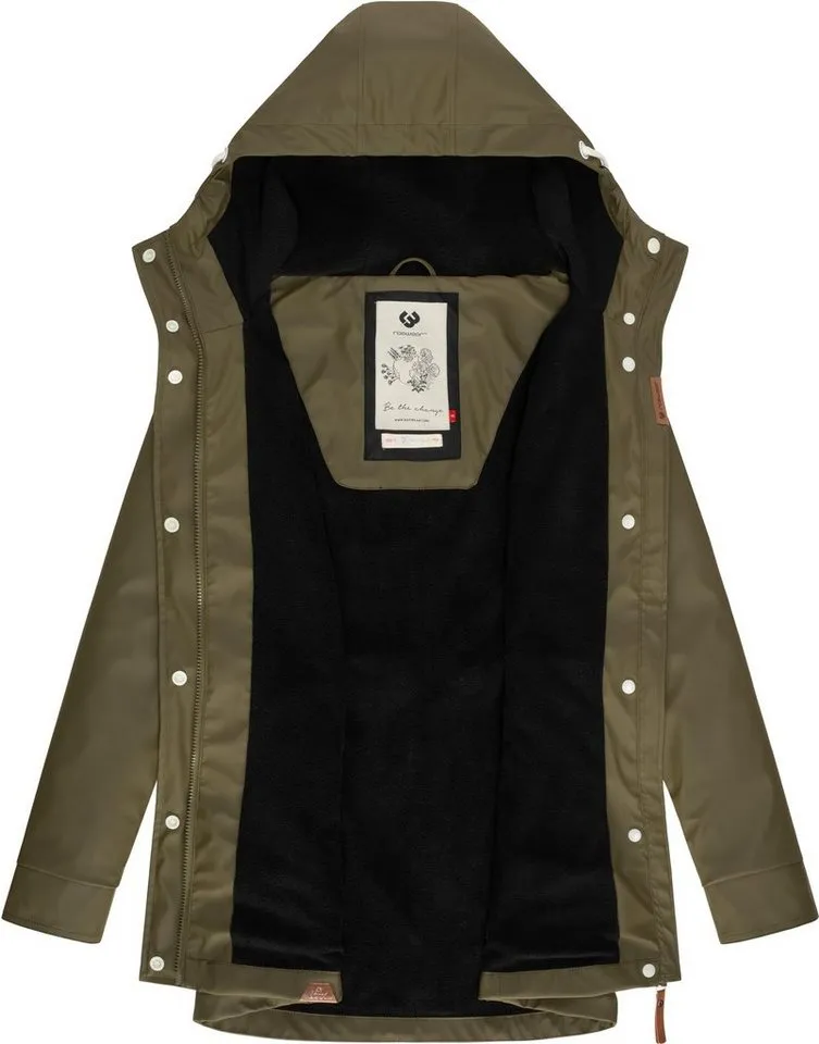 ragwear ragwear Regenmantel Monadis Rainy Intl. modischer Regenparka mit kuschligem Innenfutter, Grün, – Produktbild 1 von 5
