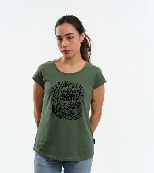 Gary Mash GARY MASH Shirt Asheville Gardening is my therapie aus Bio-Baumwolle, Oliv (grün), – Produktbild 4 von 4