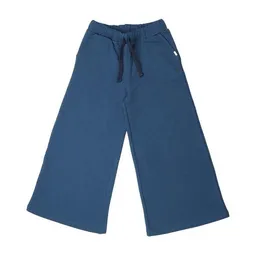 Walkiddy Walkiddy Navy Wide Leg Pants - GOTS-zertifizierte Bio-Baumwolle - Bequeme Kinderhose in leuchtendem Blau – Produktbild 1 von 1