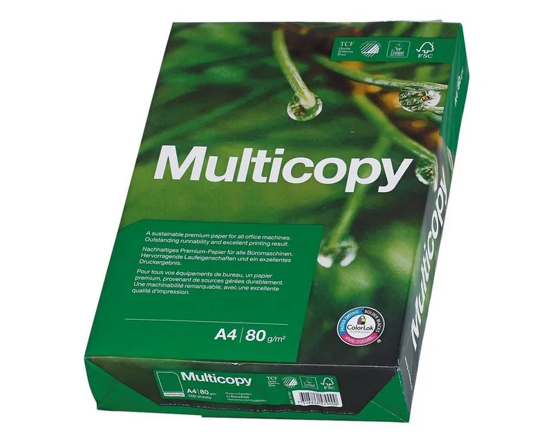 Multicopy Multicopy Druckerpapier MultiCopy, Format DIN A4, 80 g/m², 168 CIE, 500 Blatt, Weiß, – Produktbild 1 von 2