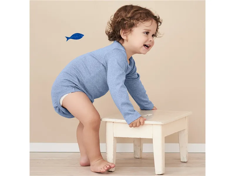 Living Crafts Living Crafts Baby Body Langarm Bio-Baumwolle blau-melange Gr. 62/68, Blau, – Produktbild 2 von 2
