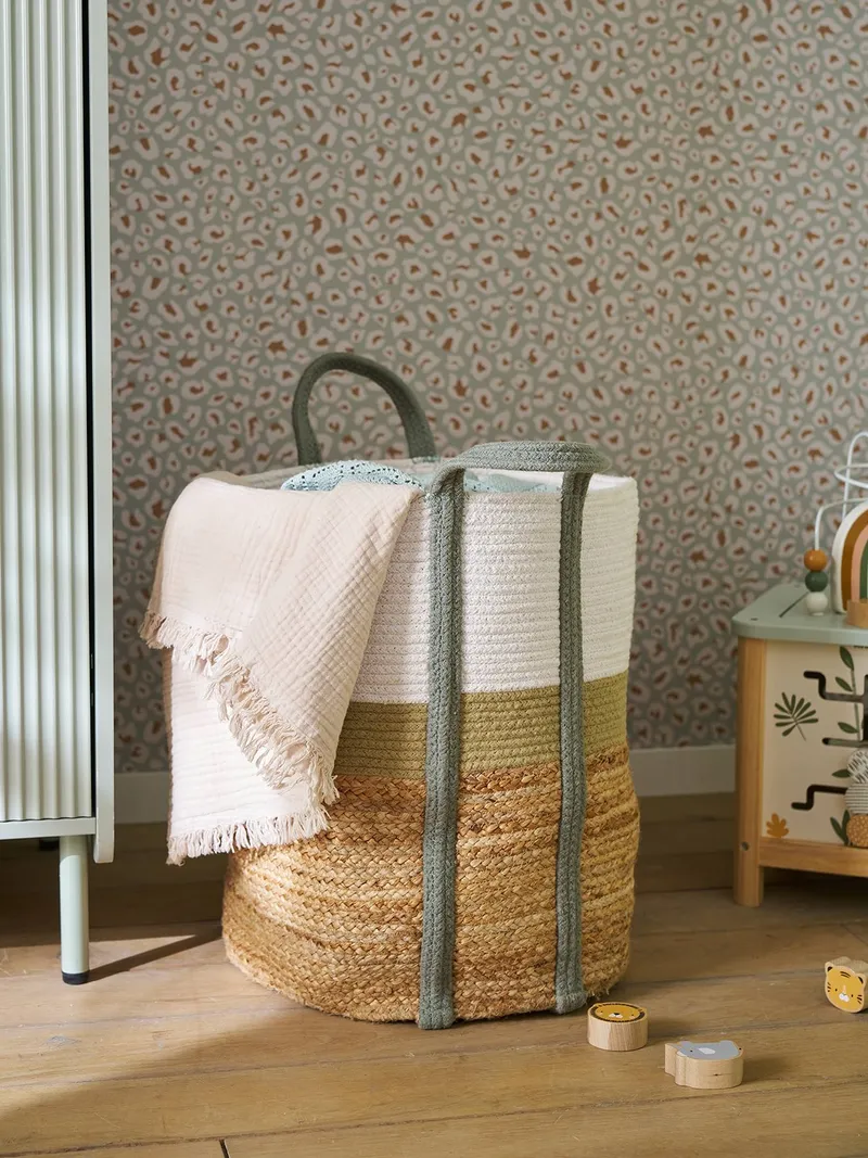 Vertbaudet XL-Aufbewahrungskorb aus Jute Wäschekorb Kinderzimmer, Grün, – Produktbild 1 von 3