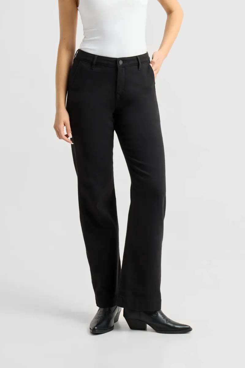 DAWN Dawn Damen vegan Jeans Cosma Flared Chino Stay Black, Schwarz, – Produktbild 2 von 2