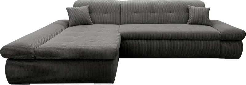 DOMO collection Ecksofa MORIC 300x172 cm, XXL-Sofa mit viel Platz, L-Form, auch in Cord, wahlweise mit Bettfunktion und Armteilverstellung, Cord, Grau, – Produktbild 4 von 8