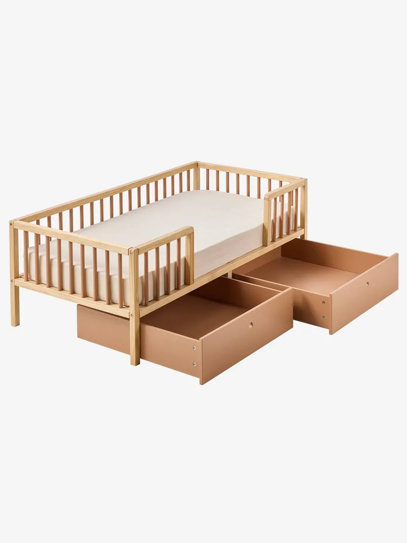 Vertbaudet Kinderbett TRAUMZEIT mit 2 Schubladen und Fallschutz 70x140 cm zimt, Zimt, – Produktbild 3 von 4