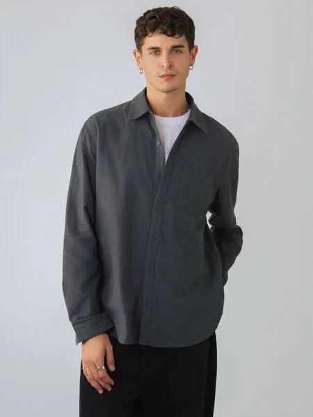 Honest Basics Honest Basics Herren Flanellhemd aus Bio-Baumwolle, Badger, – Produktbild 3 von 4