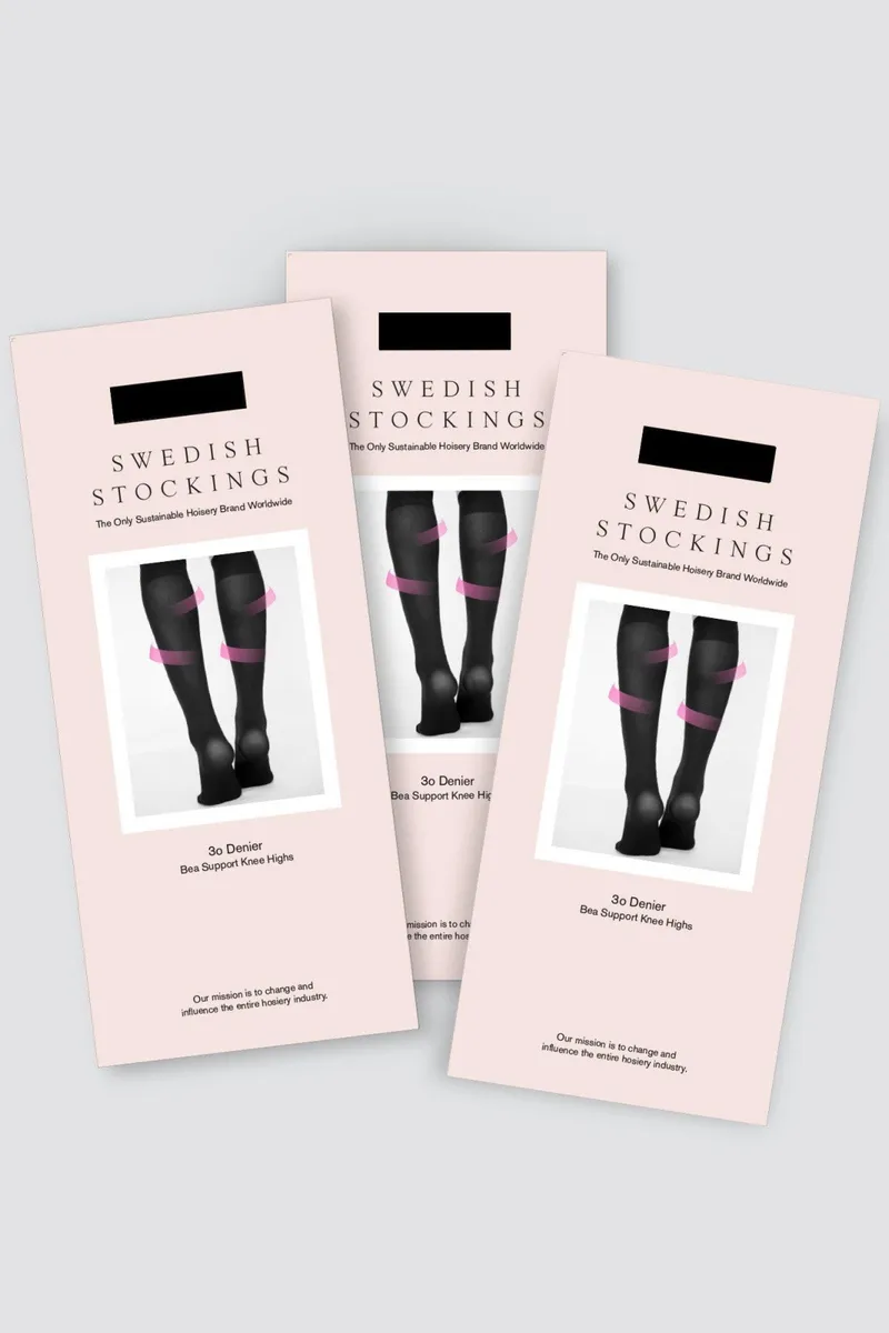 Swedish Stockings Swedish Stockings unisex vegan Stützkniestrümpfe Bea 3er Pack Schwarz, Schwarz, – Produktbild 2 von 2