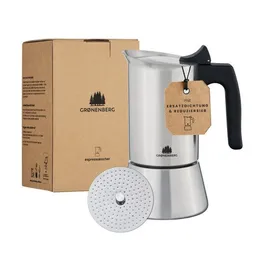 GROENENBERG GROENENBERG Espressokocher Induktion 4 oder 6 Tassen (200-300 ml) aus Edelstahl | mit Reduziersieb & Ersatzdichtung – Produktbild 1 von 1