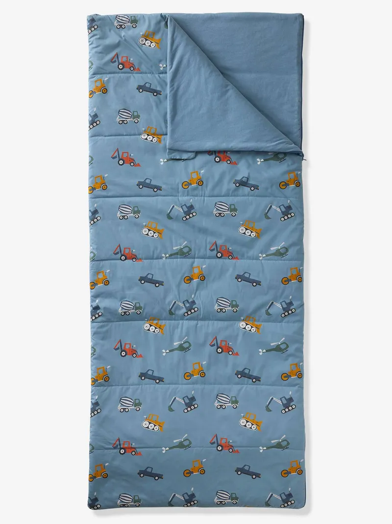 Vertbaudet Kinder Schlafsack mit Printmuster und Material, Blau bedruckt, – Produktbild 1 von 3