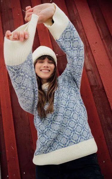 Kopyto Kopyto BARIBAL - Damen Oversize Boxy Stickpullover Beskiden-Muster 100% Merinowolle, Grün, – Produktbild 2 von 4