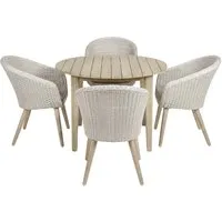 Gartenmöbel-Set "ARVADA" 5-tlg. 1 Tisch Akazie, 4 Sessel Kunststoffgeflecht, grau – Produktbild 1 von 1