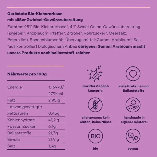 Hülsenreich Hülsenreich Bio Crunchy Kichererbsen Sweet Onion – Produktbild 3 von 4