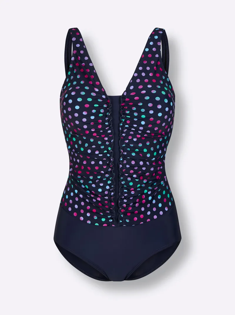 feel good Badeanzug marine-magenta-bedruckt, Marine-magenta-bedruckt, – Produktbild 1 von 2