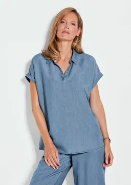 Goldner Bluse in Denim-Optik - hellblau - Gr. 50 von Goldner Fashion – Produktbild 1 von 1
