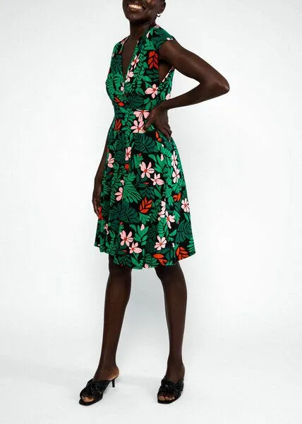 blutsgeschwister Blutsgeschwister Gemustertes Kleid aus EcoVero "La Vie Est Belle En Été", Palm leaf (schwarz), – Produktbild 2 von 3