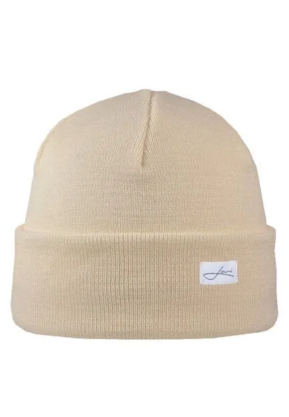 Lou-i Lou-i Kindermütze mit Umschlag Merinowolle Beanie, Naturweiß, – Produktbild 1 von 3