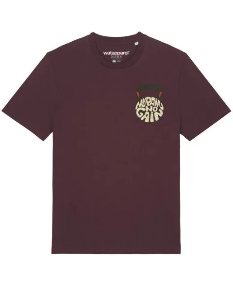 watapparel watapparel T-Shirt Unisex No Pain, no Gain 01, Red brown, – Produktbild 1 von 3