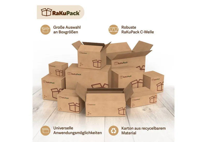 RaKuPack Versandkarton Faltkarton Verpackungskarton Faltschachtel Warensendung braun, 25 Stück 150x90x90mm Karton Kartonage Wellpappkarton versch. Größen – Produktbild 3 von 4