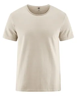 HempAge Hempage Herren vegan T-Shirt Mit Gerolltem Saum Thistle Beige – Produktbild 1 von 1