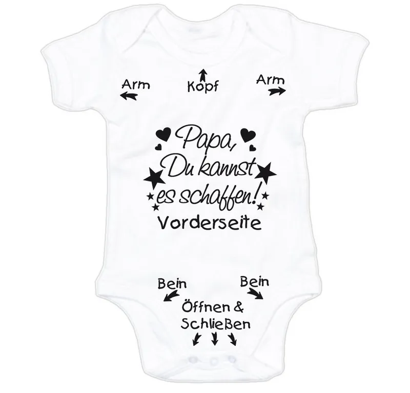 G-graphics Kurzarmbody Papa, Du kannst es schaffen! Baby Body mit Spruch / Motiv / Aufdruck • zur Geburt / Babyparty, Weiß, – Produktbild 1 von 3